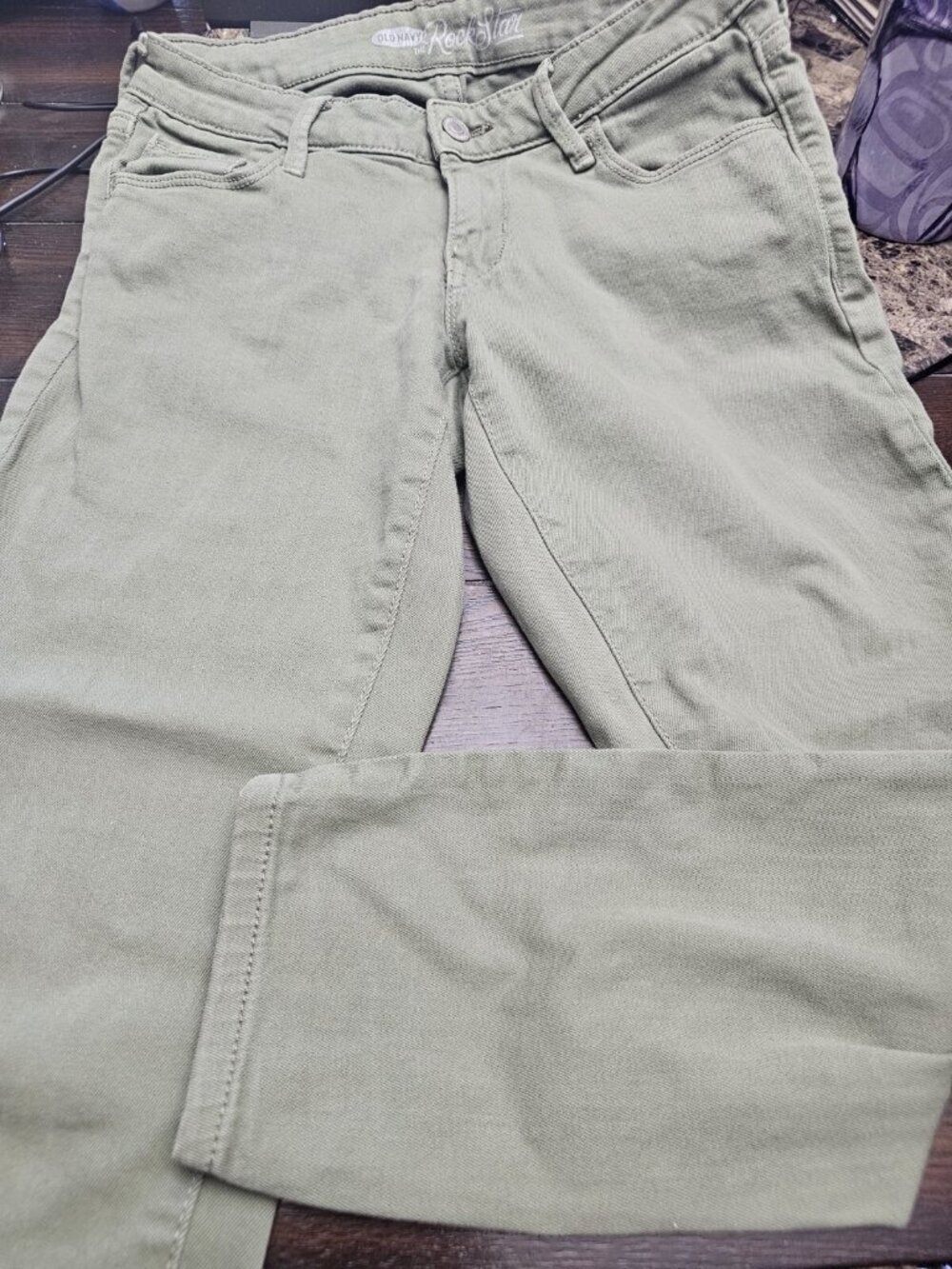 Old Navy Rockstar Cropped Jeans Green Strechy Women's Size 4
